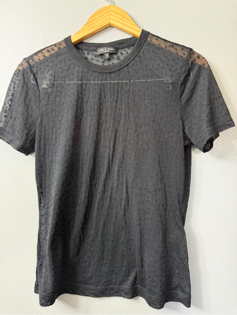 Rag & bone Valencia Dot Shirt Black Tee Large